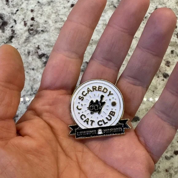 3/$15 Scaredy Cat Club Lifetime Member Enamel Brooch - Picture 4 of 6